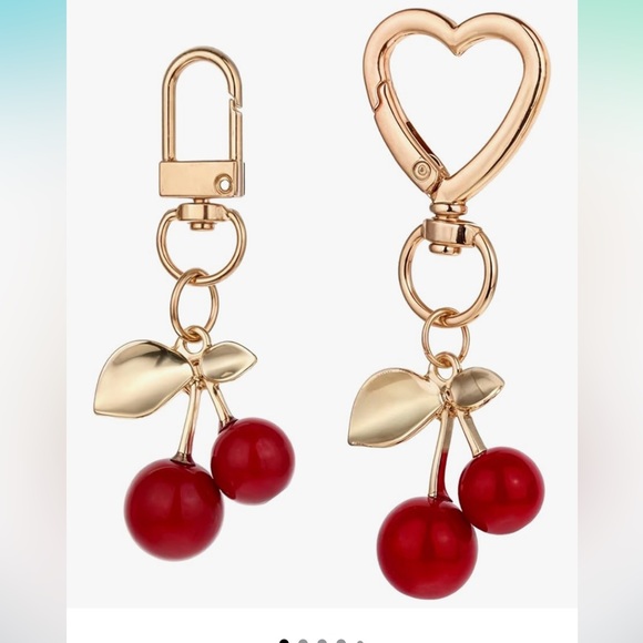 Accessories - 🆕 Cherry Bag Charm 2 Pcs Women Cherry Charm for Purse,Heart Keyring